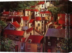 Michael O'toole Canvas Paintings - Rooftops II by Michael O'Toole