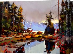 Michael O'toole Canvas Paintings - The Bonilla Approach, Westcoast Trail by Michael O'Toole