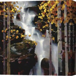 Michael O'toole Canvas Paintings - Waterfall by Michael O'Toole