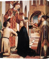 Michael Pacher Canvas Paintings - St Lawrence Distributing the Alms by Michael Pacher