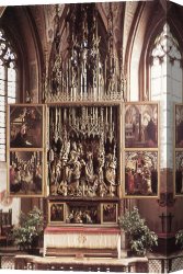 St Wolfgang Altarpiece Resurrection of Lazar Canvas Paintings - St Wolfgang Altarpiece by Michael Pacher