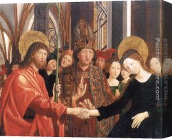 Michael Pacher Canvas Paintings - The Engagement of Virgin by Michael Pacher