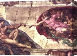 Adam Canvas Paintings - Creation of Adam detail by Michelangelo Buonarroti
