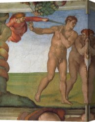 Fall Canvas Paintings - Genesis The Fall and Expulsion from Paradise The Expulsion by Michelangelo Buonarroti