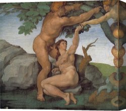 Fall Canvas Paintings - Genesis The Fall and Expulsion from Paradise The Original Sin by Michelangelo Buonarroti