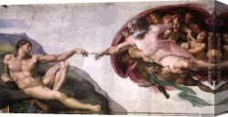 Adam Canvas Paintings - The Creation of Adam by Michelangelo Buonarroti