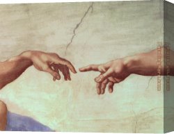 Adam Canvas Paintings - The Creation of Adam hand by Michelangelo Buonarroti