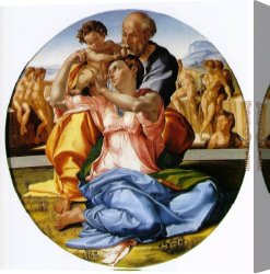 Family Canvas Paintings - The Holy Family with the Infant John the Baptist by Michelangelo Buonarroti