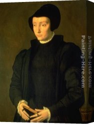 Coxcie Canvas Paintings - Christina of Denmark by Michiel van Coxcie