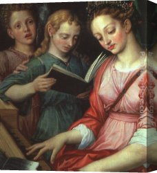 Cecilia Canvas Paintings - Saint Cecilia by Michiel van Coxcie