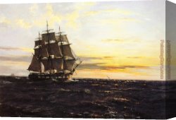Dawson Canvas Paintings - Into The Westerly Sun by Montague Dawson
