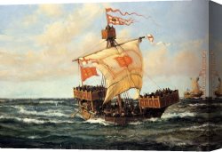 Dawson Canvas Paintings - Legion Boat -- The First Queen by Montague Dawson