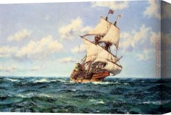 Dawson Canvas Paintings - Mayflower II on the Open Seas by Montague Dawson