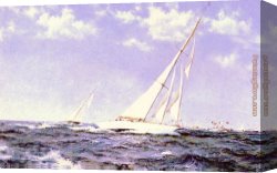 Dawson Canvas Paintings - The Americas Cup Race by Montague Dawson