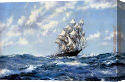 Dawson Canvas Paintings - The Clipper Ship Blue Jacket On Choppy Seas by Montague Dawson