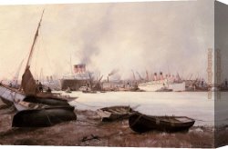 Dawson Canvas Paintings - The Queen Mary at Southampton by Montague Dawson