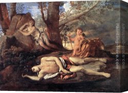 Nicolas Poussin Canvas Paintings - Echo and Narcissus by Nicolas Poussin
