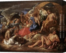 Nicolas Poussin Canvas Paintings - Helios and Phaeton with Saturn and the Four Seasons by Nicolas Poussin