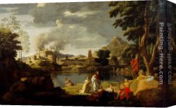 Nicolas Poussin Canvas Paintings - Landscape With Orpheus And Eurydice by Nicolas Poussin