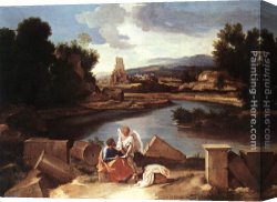 Nicolas Poussin Canvas Paintings - Landscape with St Matthew and the Angel by Nicolas Poussin