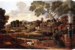 Nicolas Poussin Canvas Paintings - Landscape with the Funeral of Phocion by Nicolas Poussin