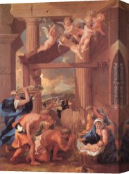 Nicolas Poussin Canvas Paintings - The Adoration of the Shepherds by Nicolas Poussin