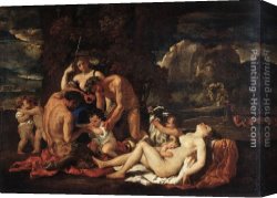 Nicolas Poussin Canvas Paintings - The Nurture of Bacchus by Nicolas Poussin