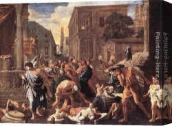 Nicolas Poussin Canvas Paintings - The Plague at Ashod by Nicolas Poussin