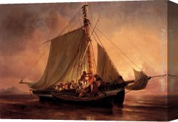 Niels Simonsen Canvas Paintings - Arab Pirate Attack by Niels Simonsen