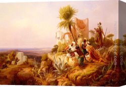 Niels Simonsen Canvas Paintings - Arabs In A Hilltop Fort by Niels Simonsen