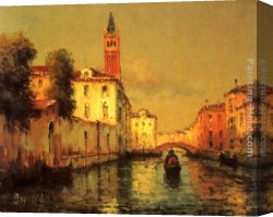 Venetian Canvas Paintings - Gondola on a Venetian Canal by Noel Bouvard