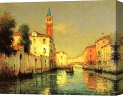 Venetian Canvas Paintings - On a venetian Canal by Noel Bouvard