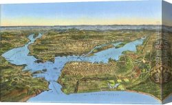California Canvas Paintings - Relief Map of San Francisco, San Francisco, California by Norman Parkinson
