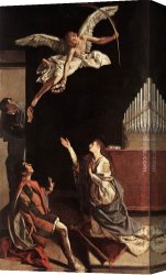 St Dominic Canvas Paintings - Sts Cecilia, Valerianus and Tiburtius by Orazio Gentleschi