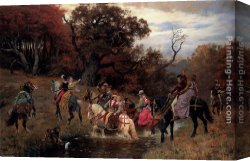 Otto Canvas Paintings - Crossing The Ford by Otto Bache