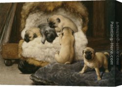 Otto Canvas Paintings - Nest Met Jonge Mastiffs by Otto Eerelman