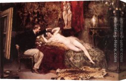 Salinas Canvas Paintings - In the Artist's Atelier by Pablo Juan Salinas