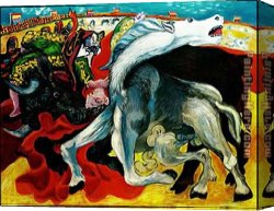 It Was to Be a Lasso Duel to The Death Canvas Paintings - BULLFIGHT DEATH OF THE TOREADOR La corrida by Pablo Picasso