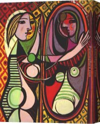 Woman with a Mirror Canvas Paintings - Girl Before a Mirror by Pablo Picasso