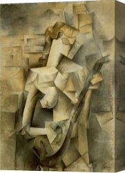 Picasso Canvas Paintings - Girl with Mandolin Fanny Tellie by Pablo Picasso