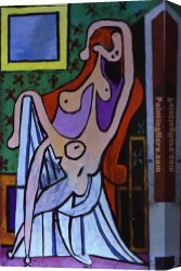 Picasso Canvas Paintings - Large Nude in Red Armchair by Pablo Picasso