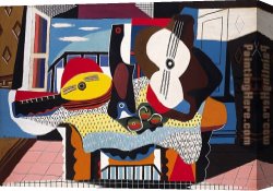 Picasso Canvas Paintings - Mandolin and Guitar by Pablo Picasso