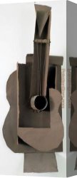 Picasso Canvas Paintings - Maquette for Guitar by Pablo Picasso