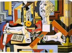 Head Canvas Paintings - Studio with Plaster Head by Pablo Picasso