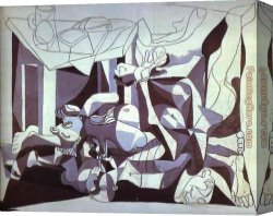 Picasso Canvas Paintings - Th Charnel House by Pablo Picasso