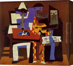 Picasso Canvas Paintings - Three Musicians by Pablo Picasso