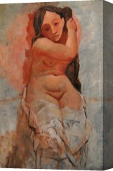 Picasso Canvas Paintings - Woman Plaiting Her Hair by Pablo Picasso