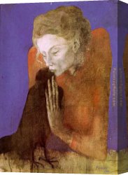 Picasso Canvas Paintings - Woman with a Crow by Pablo Picasso