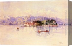 Paolo Canvas Paintings - Boating on Lago Maggiore, Isola Bella beyond by Paolo Sala