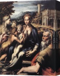 Madonna And Child with Saints And Angels Canvas Paintings - Madonna and Child with Saints by Parmigianino